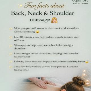 Back, neck and shoulder massages ✨