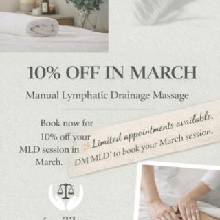 Enjoy 10% off Manual Lymphatic Drainage this March and give your body the gentle reset it deserves 🤍