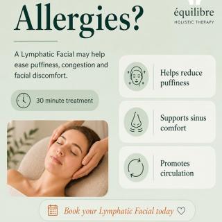 Struggling with allergies? A gentle Lymphatic Facial may help ease puffiness and congestion. DM to book or visit the link in our bio. 🤍