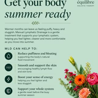 Summer reset starts here 🌿 Take an hour for yourself and see how your body feels afterwards. Book your summer reset session with Équilibre today.